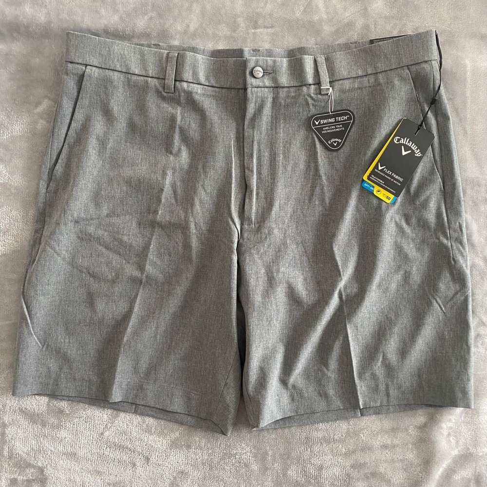 Callaway Golf Shorts Mens 40 Gray Swing Tech Flex Fabric Opti-Dri AZ2075 New